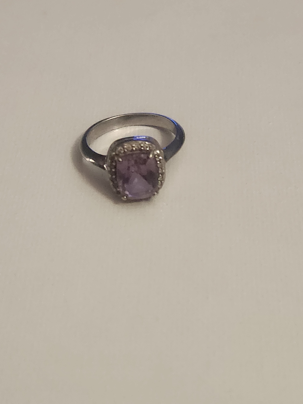 925Sterling Silver Amethyst Cushion Cut Gemstone Size 6 Ring